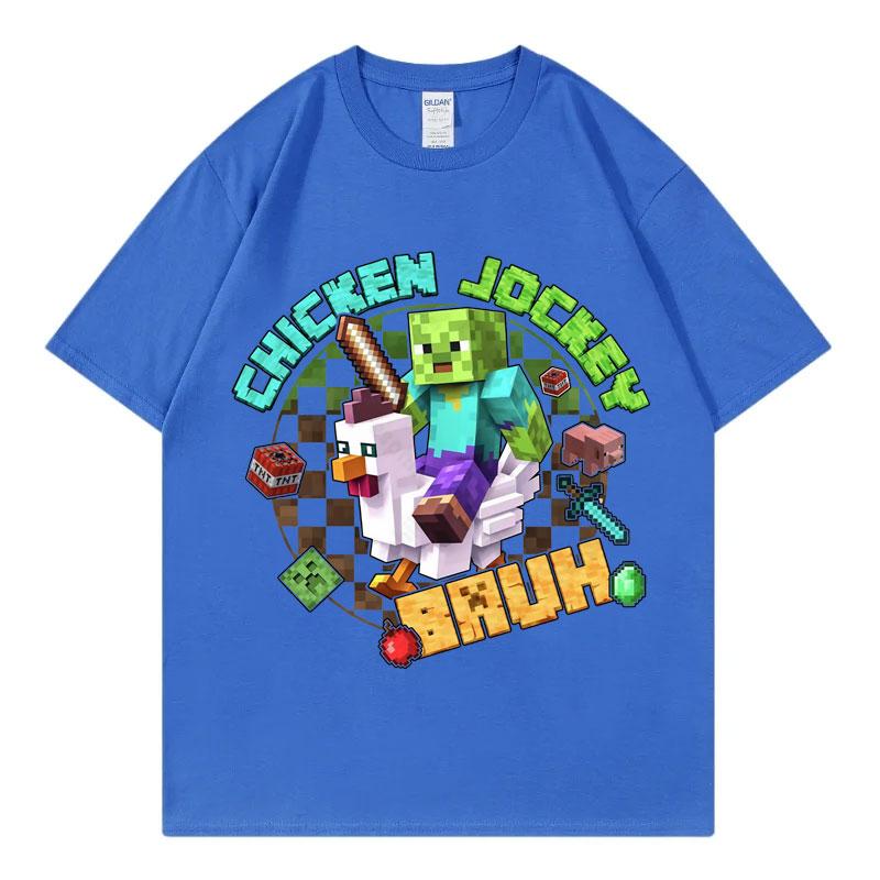 Funny Chicken Jockey Graphic T Shirts High Quality Fashion Y2k Clothing Tshirt Men Women Harajuku Cartoon Short Sleeve Tshirts