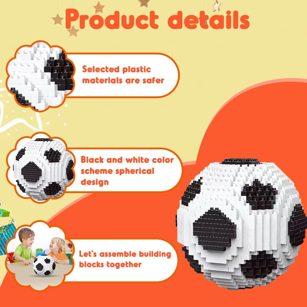 YANGUN Football Building Blocks Set, Miniature 3D Football Educational Toy, Building Blocks Decorations, Football Gifts for Adults and Children