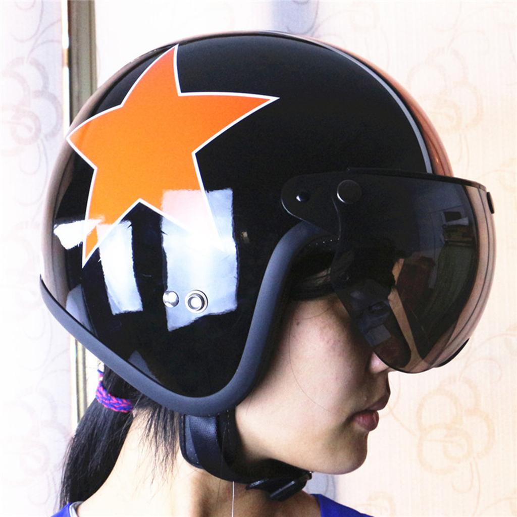 Universal Motorcycle Retro Pilot-Style Standard 3 Snap-Button Visor Flip Up Down Open Face Helmet Wind Shield Durable