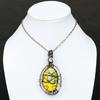 Желтый Дендритный, Лунный камень Медная проволока Обмотка Ювелирный кулон 3.55" L4U26