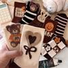 Кофейные носки женские полосатые чулки с перьями из пряжи медведя милые мультяшные носки Майяра