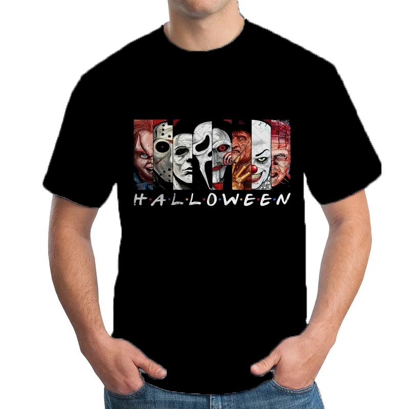 Retro Clown Graphic Male Tshirts Harajuku Tees Man Hip Hop Tshirt Halloween Black Streetwear Mens Short Sleeve Loose Top