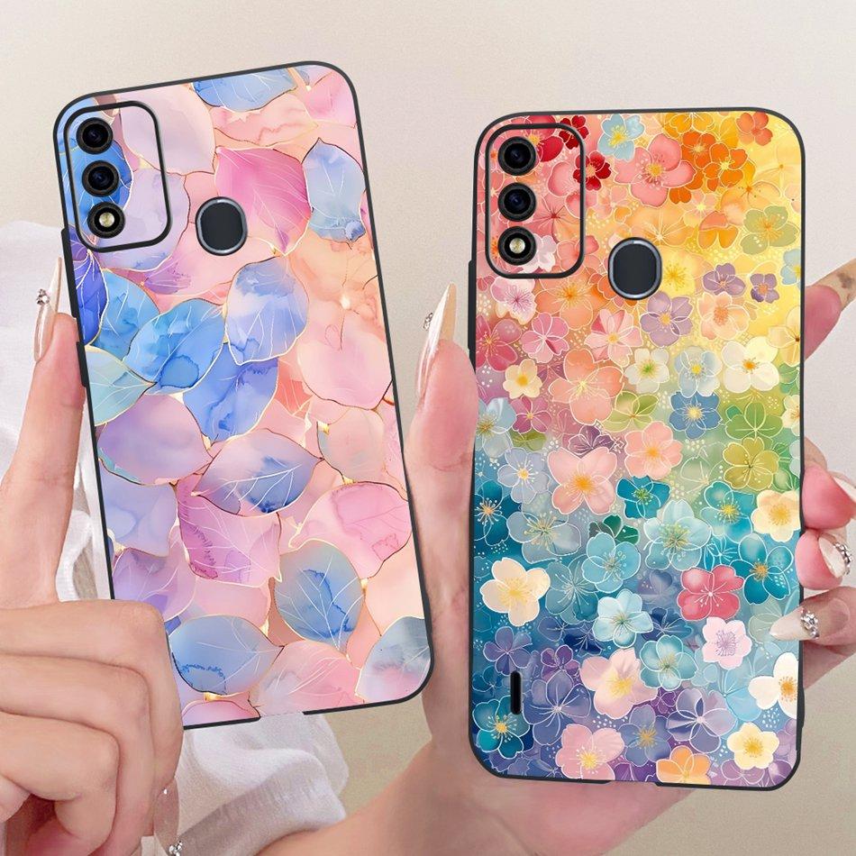For ITEL A48 Cute Flower Butterfly Cat Painted Case For Itel A48 Black Silicone Soft Phone Cases