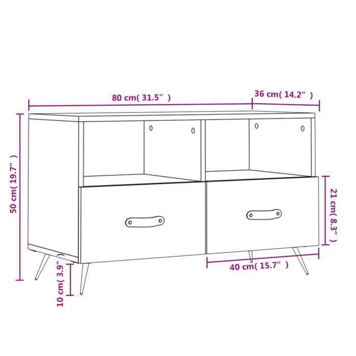 VidaXL TV Stand White 80x36x50 Cm Engineered Wood 828940