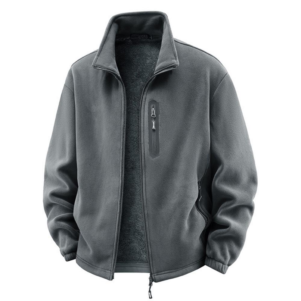 2026 Winter Thicken Polar Fleece Jacket Warm Windproof Full Zip Up Coat Multiple Zipper Pockets Outdoors Plus Size Jackets Outwear