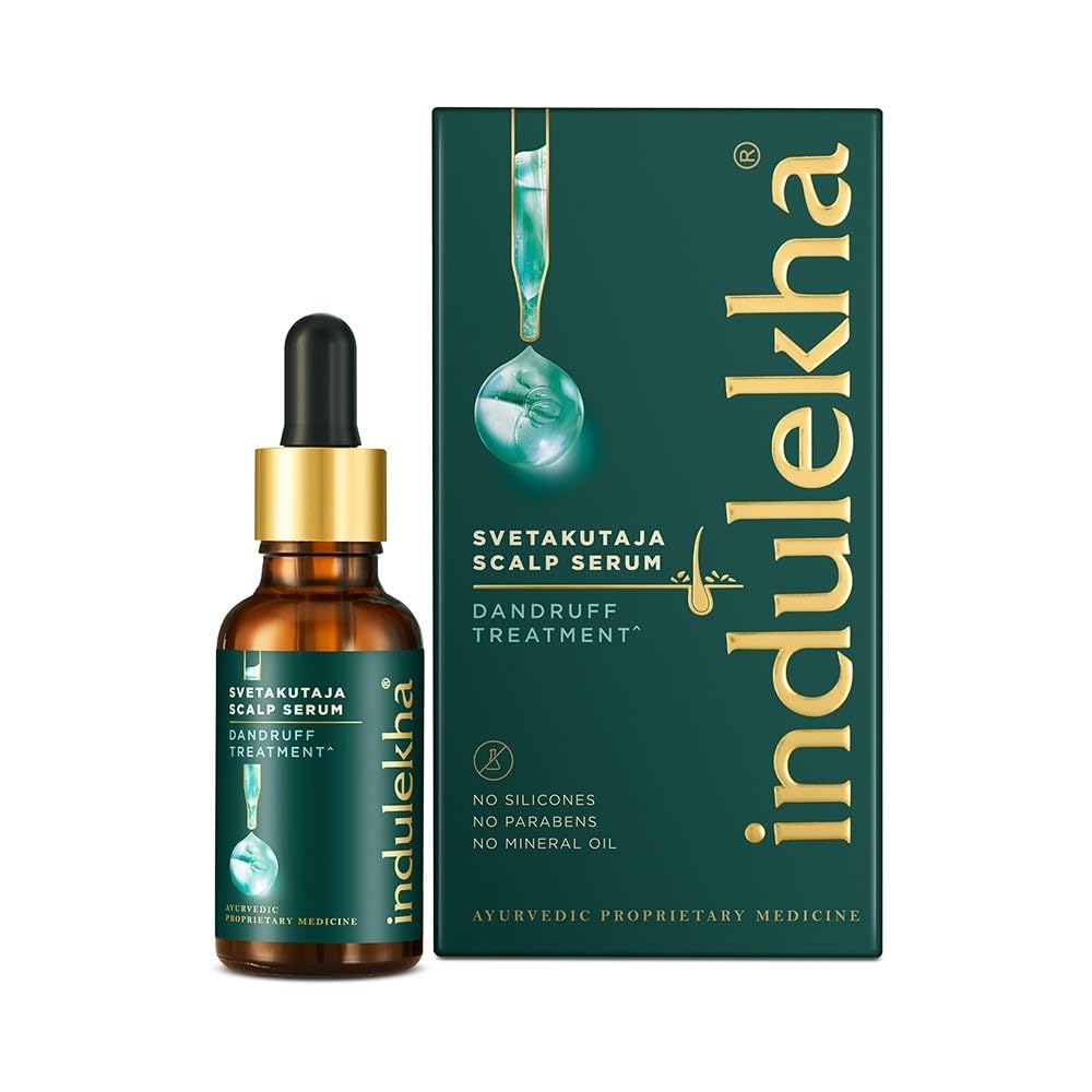 Indulekha Svetakutaja Anti Dandruff Scalp Serum 30ml | Ayurvedic Hair Care Solution For Itchy Scalp, Dryness Relief And Healthy Scalp Barrier Support