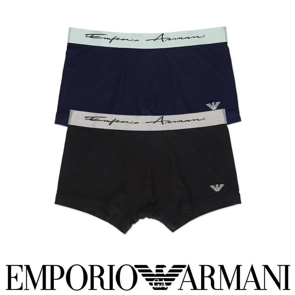 Emporio Armani SOFT MODAL Men's Boxer Briefs with Front Closure, Size M (EU Size 68), Navy (Product Code: 54045119)