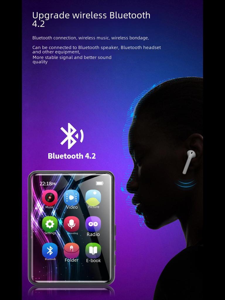 Полноэкранный Bluetooth MP4/MP3 портативный сенсорный музыкальный плеер для студентов