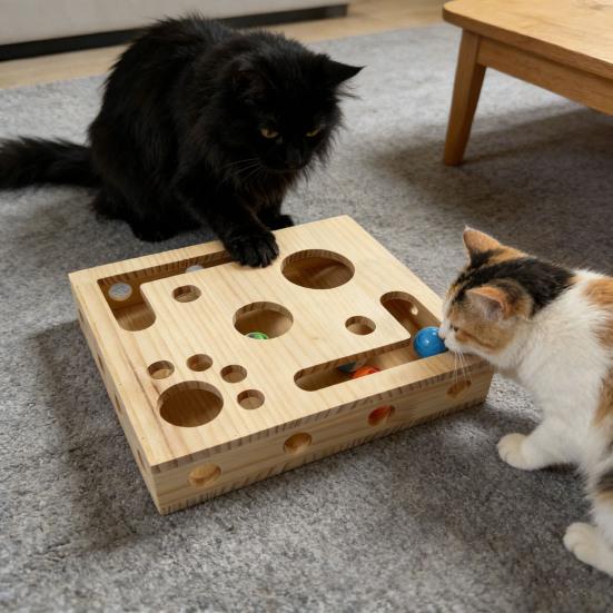 Коробка-пазл для когтей кошки, Обогащающая коробка, Когтеточка для кошки, Деревянная коробка-лабиринт для игры и царапания, Альтернатива машинкам для стрижки и шлифовальным машинкам без стресса