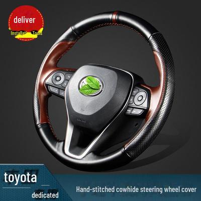 Чехол на руль из коровьей кожи, сшитый вручную для RAV4, Camry, Corolla, Wildlander