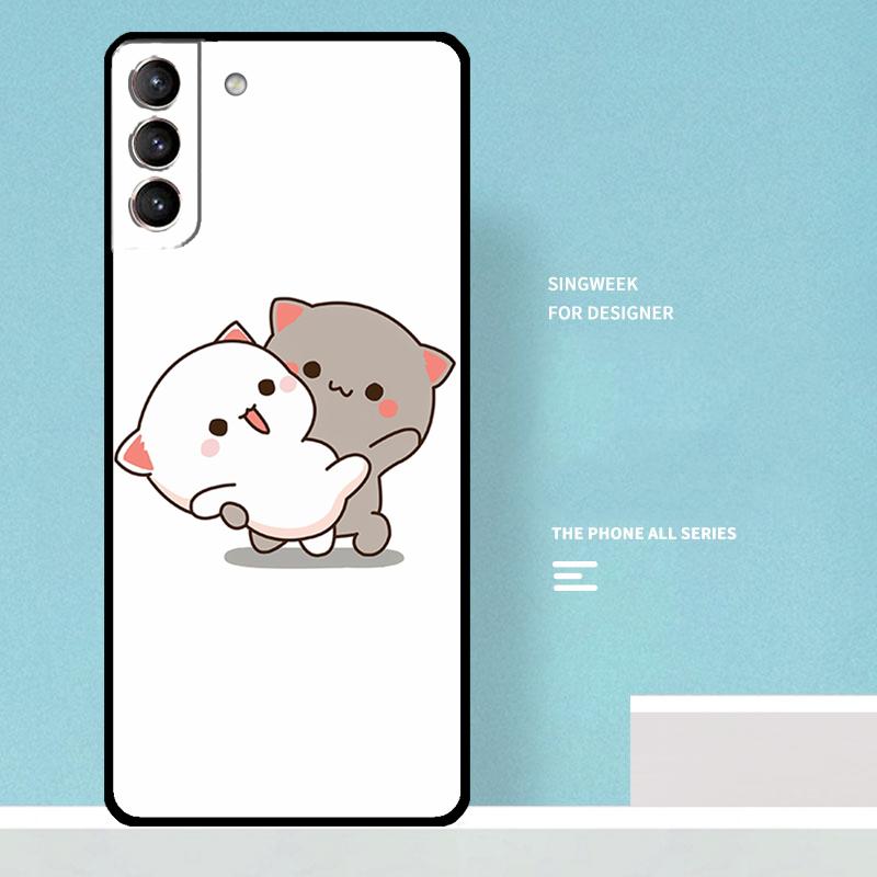 Чехол-моти Персиковый Кот для Samsung Galaxy S23 S24 Ultra S22 S21 Plus Note 10 Note 20 S9 S10 S20 S21 FE