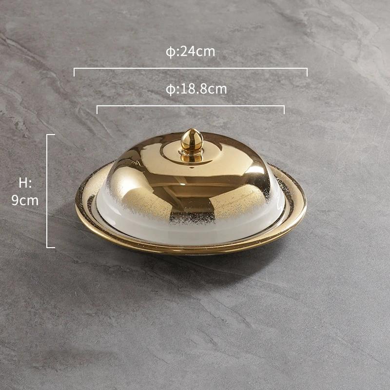 Легкий роскошный ресторанный керамический набор тарелок, креативная круглая тарелка с морскими ушками и морскими огурцами, изысканная десертная бытовая посуда
