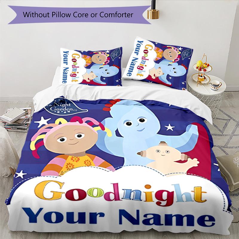 3pcs In the Night Garden2 Cover Set - Personalized Name, HD Printed Bedding with 1 Cover and 2 Pillowcases - Perfect for Home Decor, Easy Care