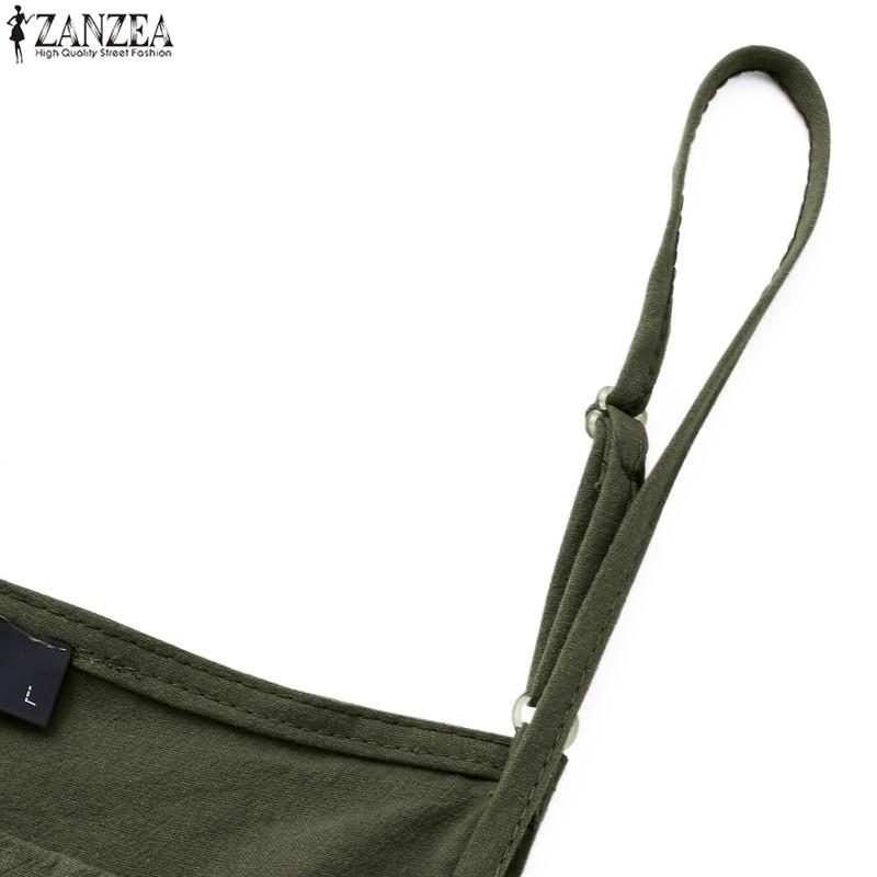 ZANZEA Women Casual Loose Twin Side Pockets Tank Jumpsuit Overalls Bib Pants