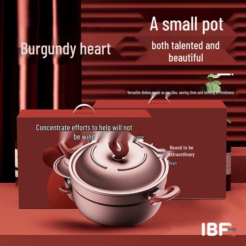 IBF Burgundy Heart Cooking Pot
