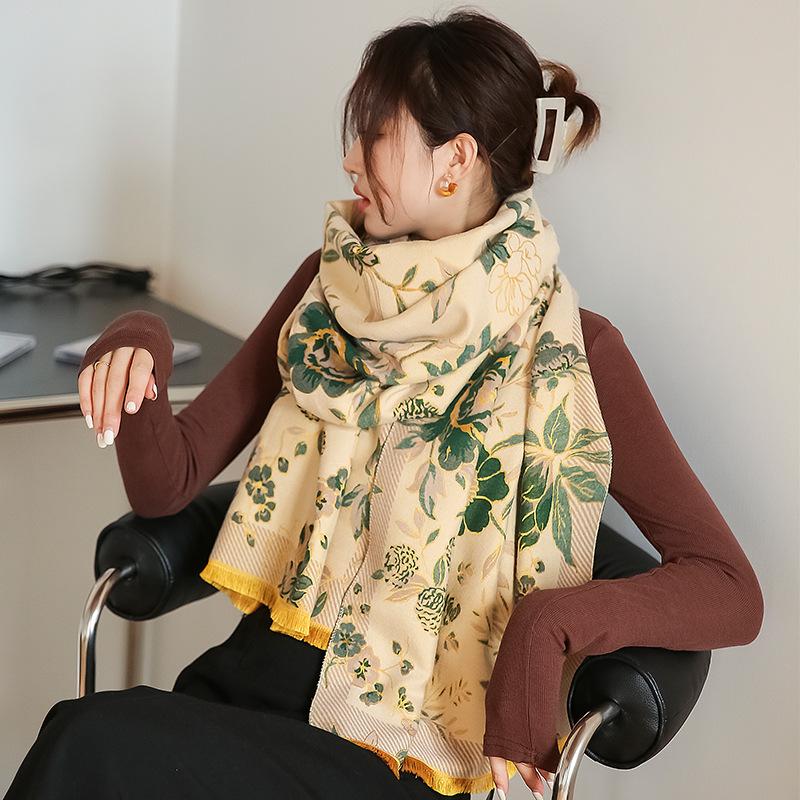 New Style Stylish Printed Air-conditioned Room Shawl Scarf Office Warm Nap Blanket Autumn and Winter Warm Scarf