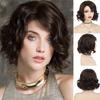 Synthetic Short Wig For White Women Brown Wigs Curly Bob Natural Soft Fluffy Ombre Wavi Wig Cosplay