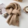 Новый корейский стиль, универсальный милый шарф с вишнями для женщин на осень и зиму, студенческая пара, теплый шарф с вышивкой, универсальный