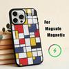 Grid T-TOPLBPCS M-Mondrian  Phone Case For iPhone17,16,15,14,13,12,11 Plus,Pro Max Magnetic For Magsafe Wireless Charging