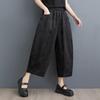 Черные винтажные повседневные свободные летние широкие брюки больших размеров с высокой талией, женские брюки