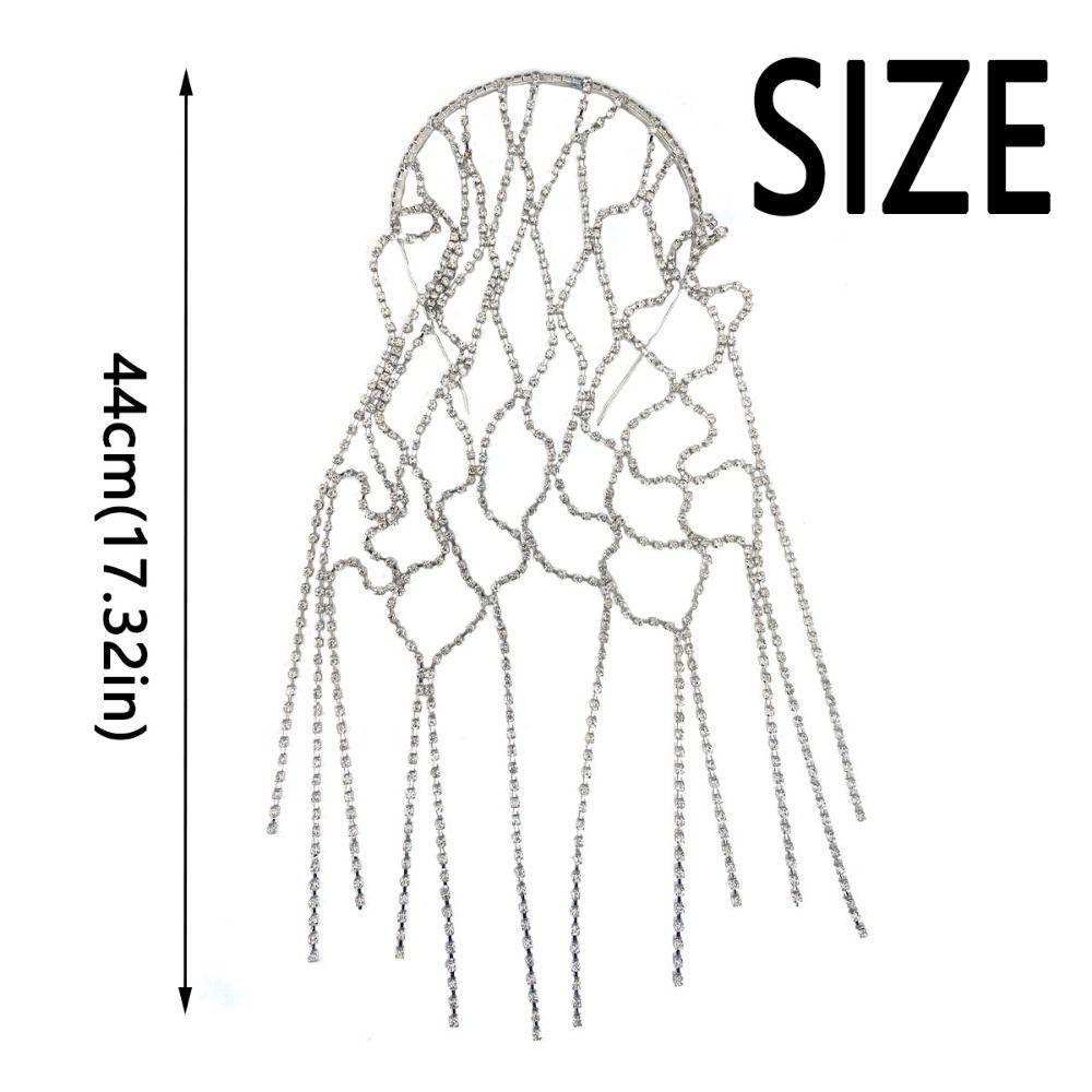 Сетчатая повязка на голову, инкрустированная стразами, длинная цепочка, свадебное украшение для головы, головной убор с кисточками, аксессуары для повязки на голову