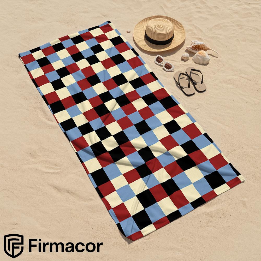 Retro Checker Microfiber Beach Towel Quick Dry Sand Free Oversized Soft Absorbent Bath Towel for Swimming Pool Travel Gym