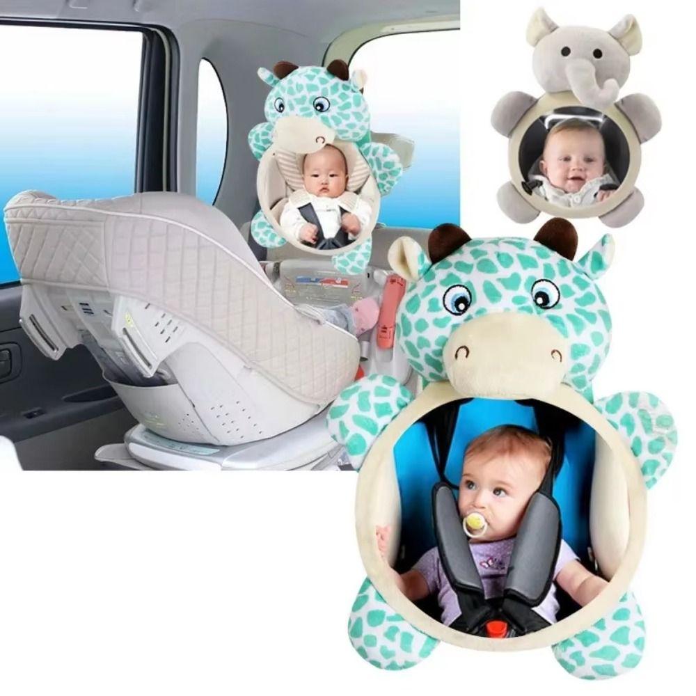 Cute Baby Rear Facing Mirrors Cartoon Plush Toy Seat Headrest Rearview Mirror  Headrest
