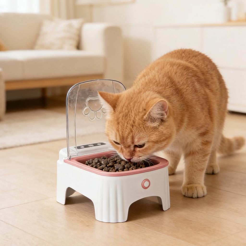 Беспроводная умная кормушка для кошек с датчиком движения и таймером, автоматическая крышка открывается/закрывается, серая/
