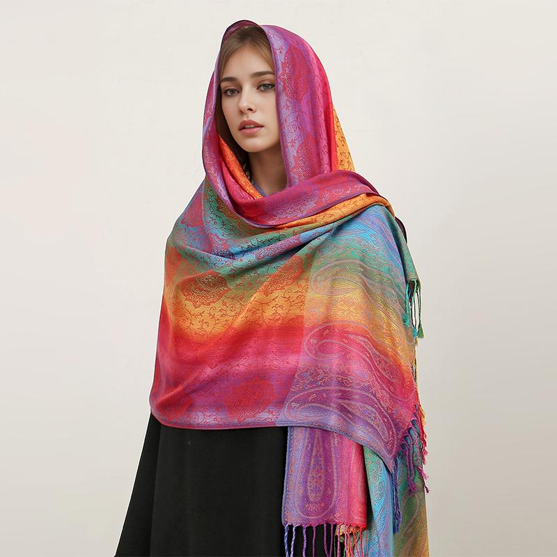 Luxury Brand Cashmere Women Scarf Printed Winter Warm Shawl and Wraps Pashmina Bandana Long Jacquard Paisley Female Foulard