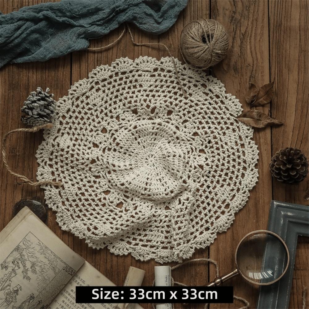 New Vintage Crocheted Doilies Shabby Chic Round Oval Crochet Placemet Handmade Wedding Event Decor