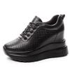 Fashion Hot Quality10cm Genuine Leather Vulcanized Platform Wedge Casual Women Summer Shoes Fashion Sneakers Hollow Heels Increase Shoes