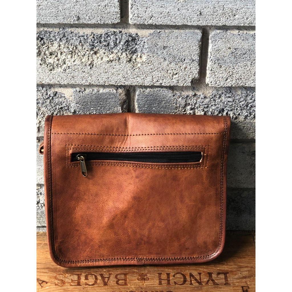 Широкая кожаная сумка-сэтчел шириной 9 дюймов, ручная работа, ретро, ​​стиль бохо, с отделением на молнии и отделениями.