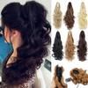 Synthetic Women Claw On Ponytail Clip In Hair Extensions Wavy Curly Style Pony Tail Hairpiece Black Brown Blonde Hairstyle
