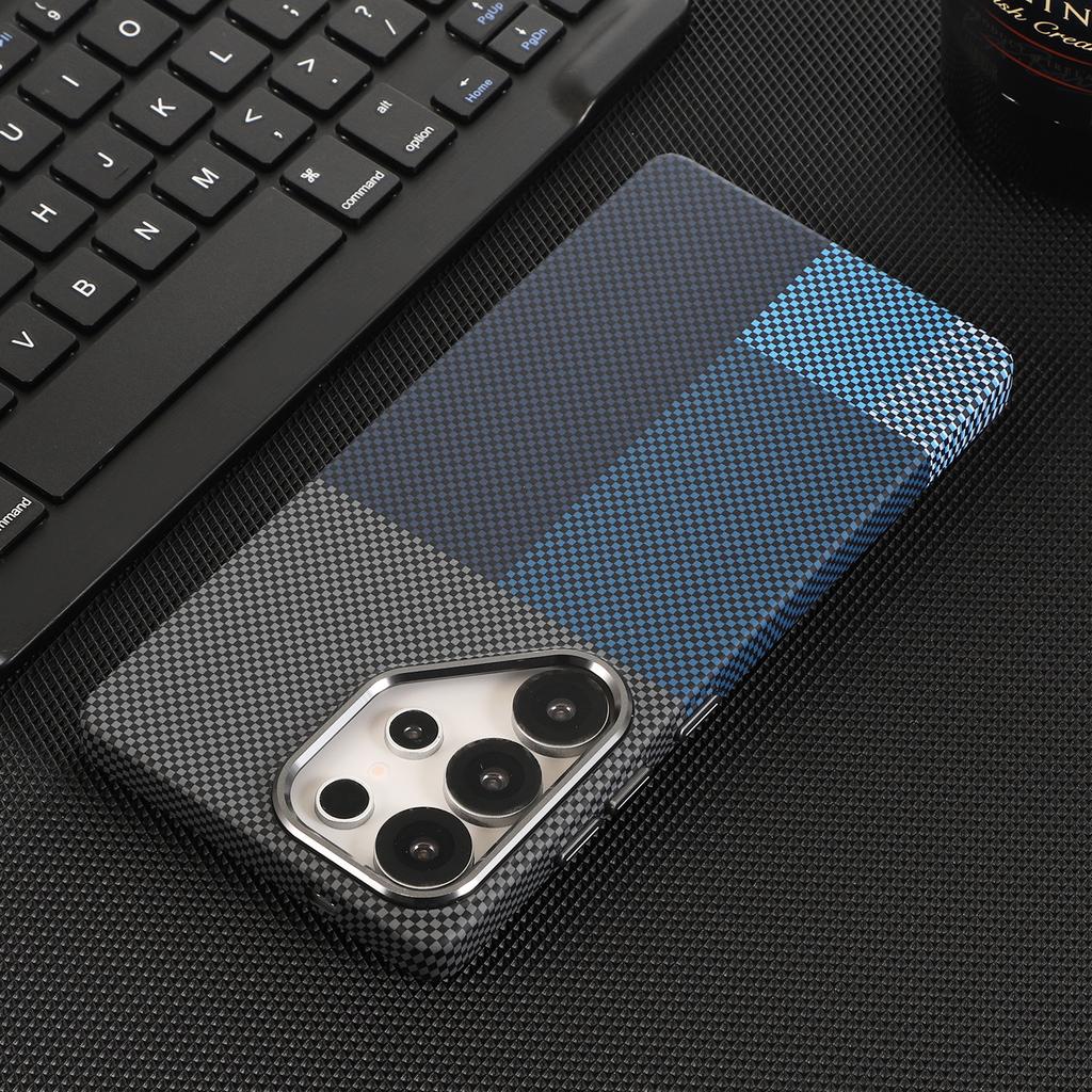 Деловой Тонкий Чехол с Рисунком из Кевлара и Углеродного Волокна Для Samsung Galaxy S26 Ultra S25 S24 S23 S22 Plus Для Magsafe Кожа-дружелюбная Крышка