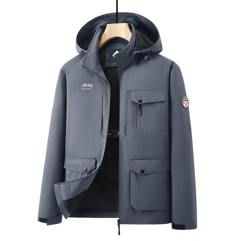 Новые куртки для активного отдыха среднего и пожилого возраста с несколькими карманами и съемными капюшонами, свободные ветрозащитные куртки больших размеров на весну и осень для мужчин