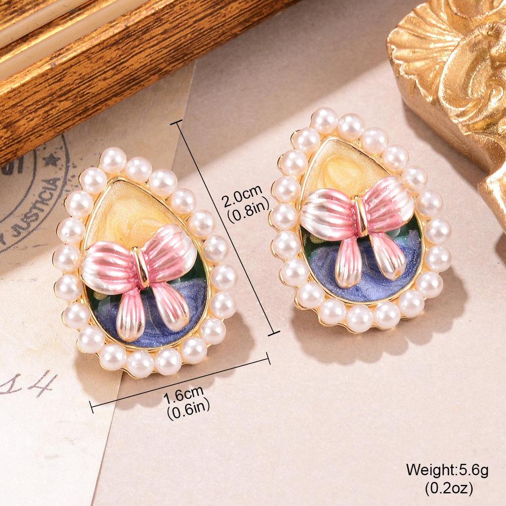 Винтажные серьги-пусеты из барочного жемчуга: Ретро Живопись Маслом и Женские Украшения в Новом Китайском Стиле