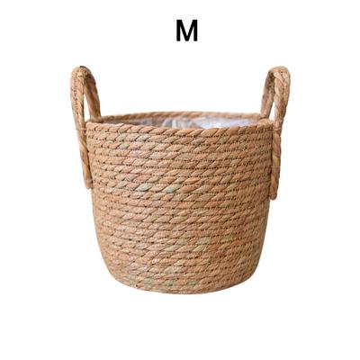 Скандинавская ручная работа соломенная плетеная корзина M цветочный горшок декор для хранения для дома и сада 30x27 см