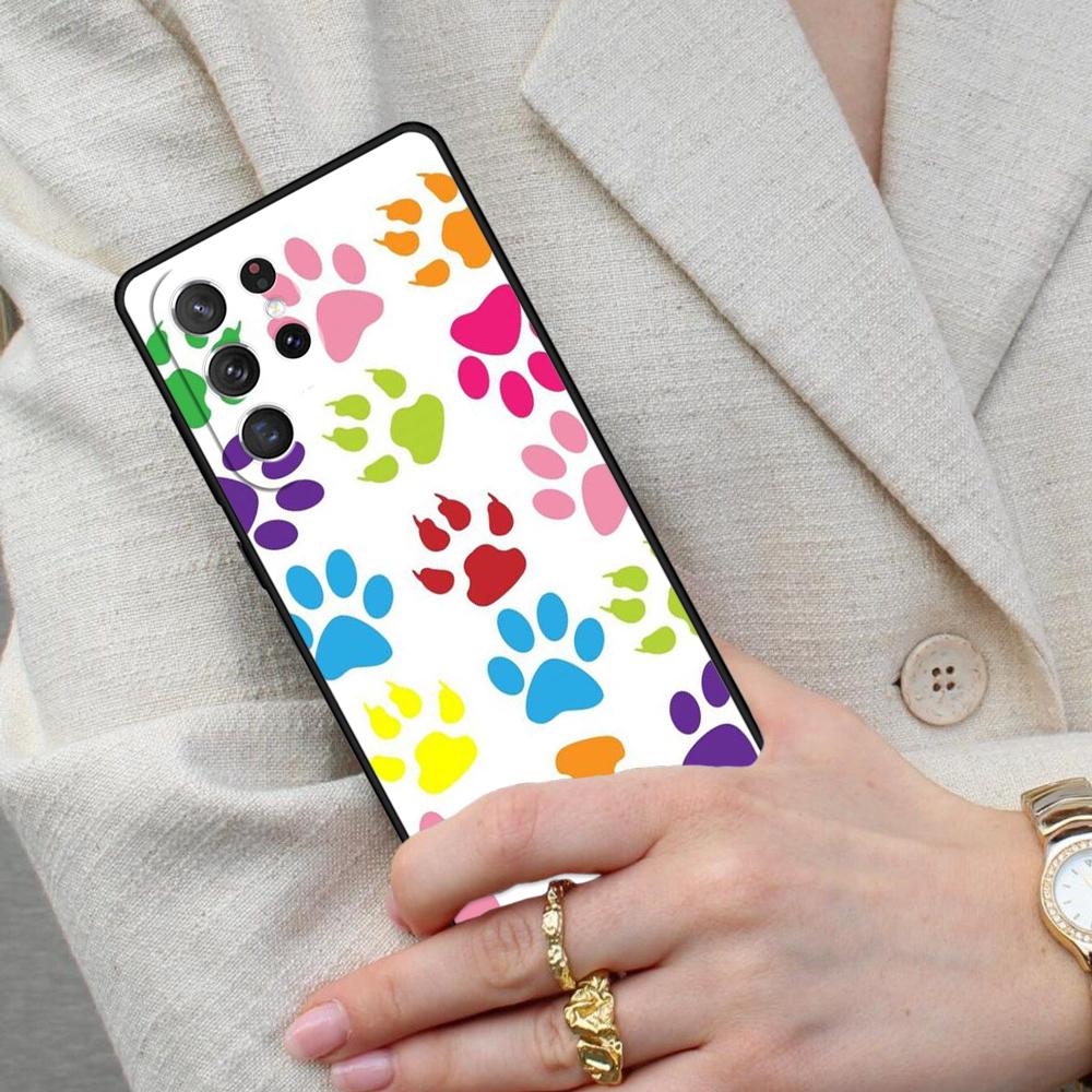 Чехол для телефона Samsung Galaxy S26 Ultra S25 S24 S23 S22 S21 S20 Note10 с цветным узором "Следы лап собаки"