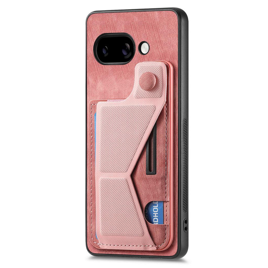 For Google Pixel 9a Case with Card Slot Kickstand Retro Leather Back Cover