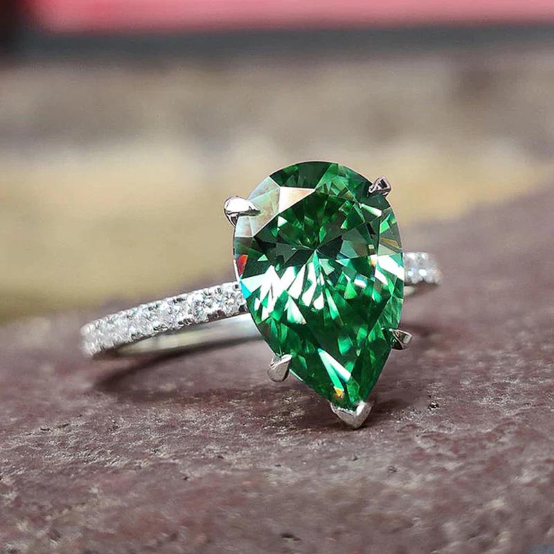 Кольца женские Huitan Pear Green CZ для свадебной церемонии помолвки вечеринки темпераментные кольца с каплями воды новые модные ювелирные изделия подарки