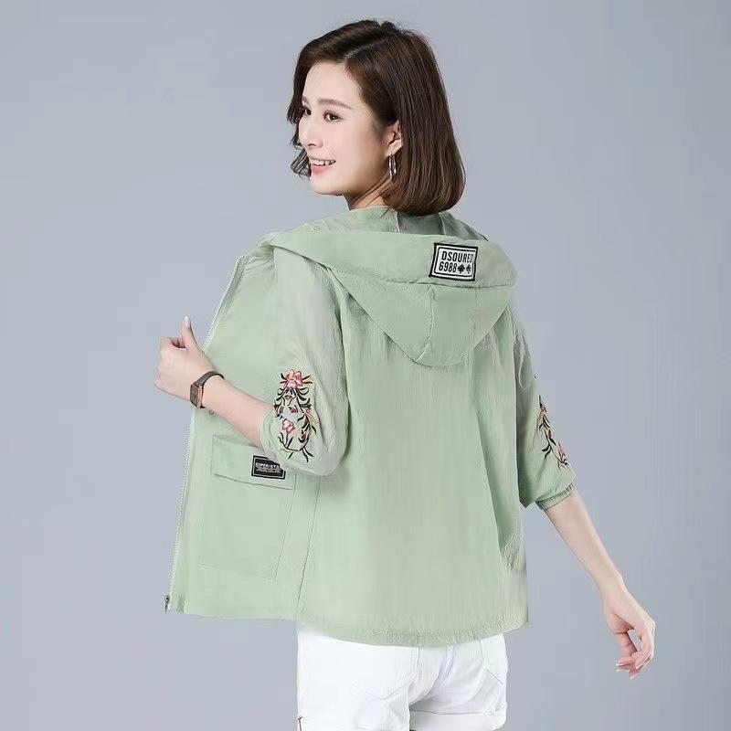 Свободная одежда с вышивкой и защитой от солнца, короткая куртка, одежда с защитой от солнца, вышитая верхняя одежда, одежда с защитой от ультрафиолета