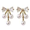 Earrings for White Resin Miyabi Grace Women, Non-pierced Earrings, Popular, Painless, Adult, Delicate, Elegant, Crystal, Rhinestone, Ribbon, Pearl,