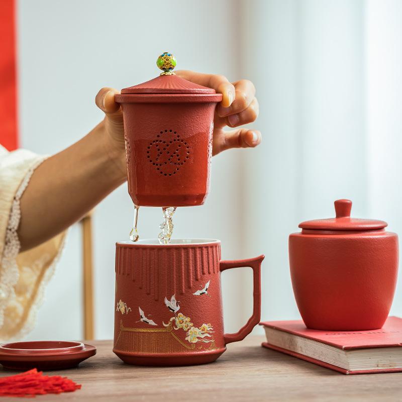 Business souvenir tea separation office cup Forbidden City merchandise water cup company annual meeting gift set printing