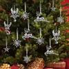 12pcs Christmas Acrylic Snowflake Ornament Crystal Clear Icicle Christmas Tree Pendants Holiday Winter Party Hanging Ornament