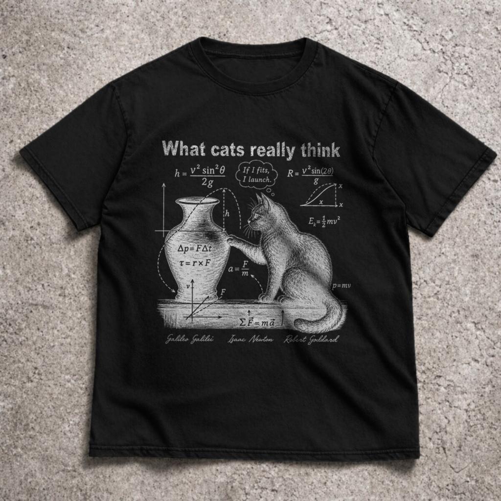 2026 New Funny Cat Meme Print Clothes Unisex Fashion Oversize TShirt Funny Physics Cat Casual Tops Summer Fashion T Shirt