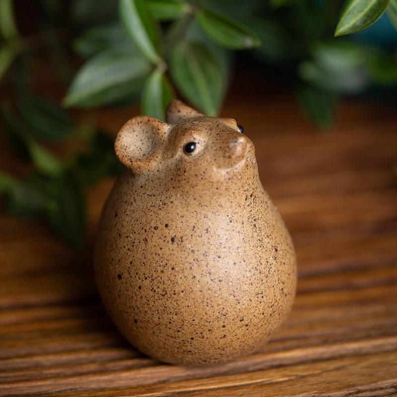 Zodiac Rat Tea Pet Handmade Coarse Pottery Mouse Animal Figurine Teaware Modern Gongfu Tea Accessories for Home Decor