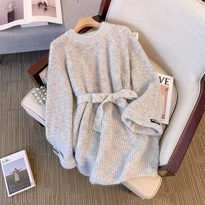 Женский свитер Осень Зима Утепленный пуловер Теплый вязаный в полоску с круглым вырезом Базовый слой Эластичный с длинным рукавом Оверсайз Джемпер Топы