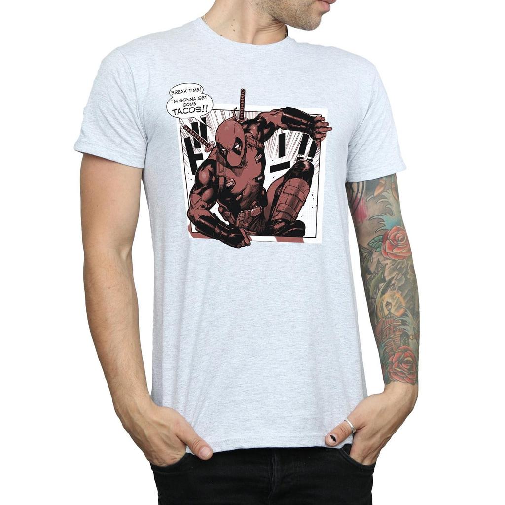 Marvel Mens Deadpool Breaktime Tacos T-Shirt