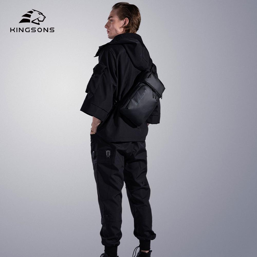 Мужская сумка через плечо Kingsons, водонепроницаемая нагрудная сумка 2025 года, новый лаконичный дизайн, деловая сумка-слинг для планшета 9,7 дюйма, черная KS3336W