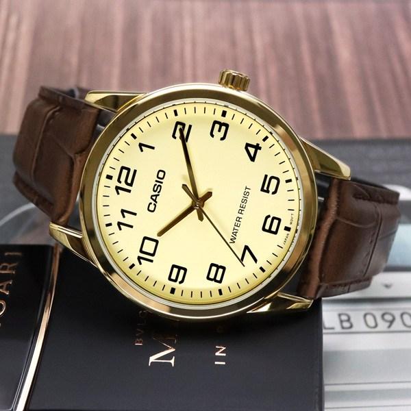 Casio Easy To Use Daily Slim Simple Men and Women Couple Watch 001 Gold White Yellow Men's